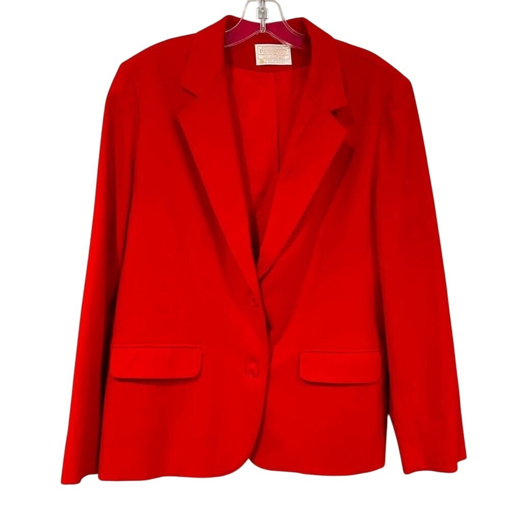 Pendleton Vintage Wool Blazer Women's XL Red‎ Classic Preppy Career Y2K Academia